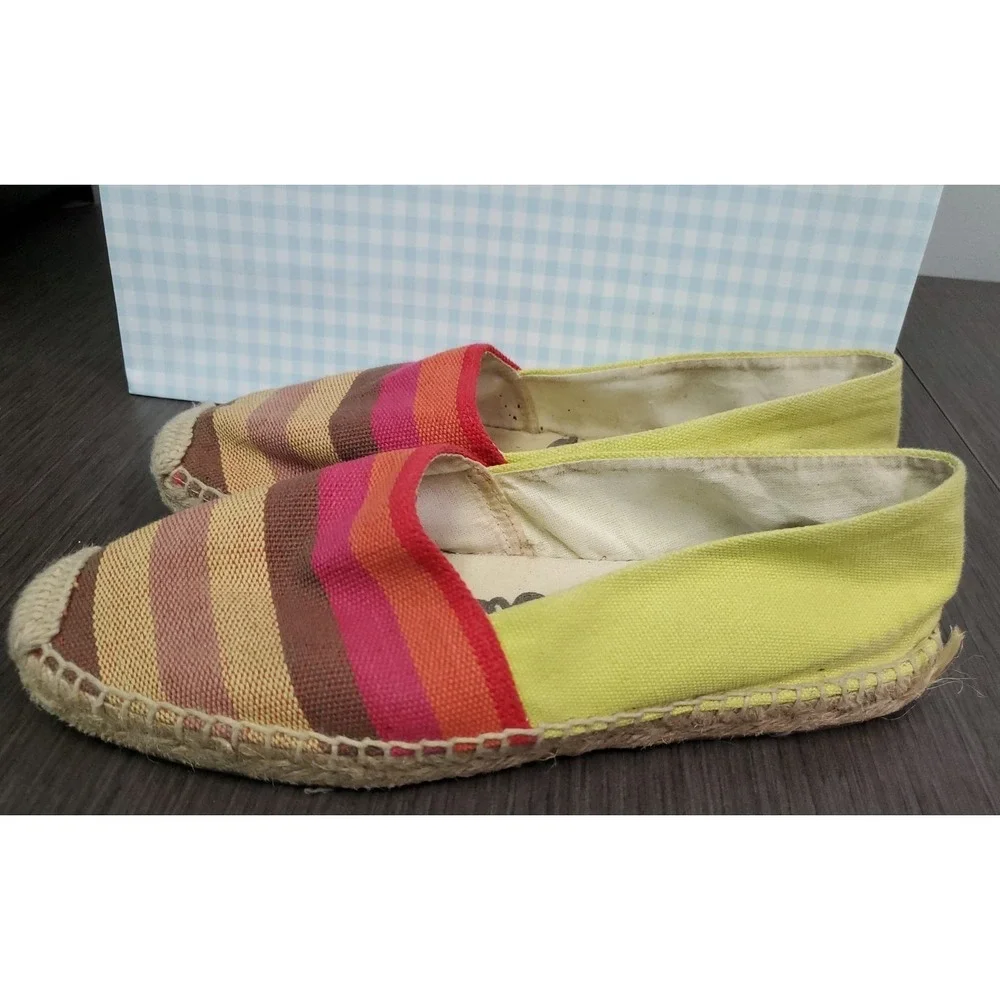 Sam Edelman‎ Verona Yellow Colorful Stripes Classic Flat Espadrilles Sz 7.5M